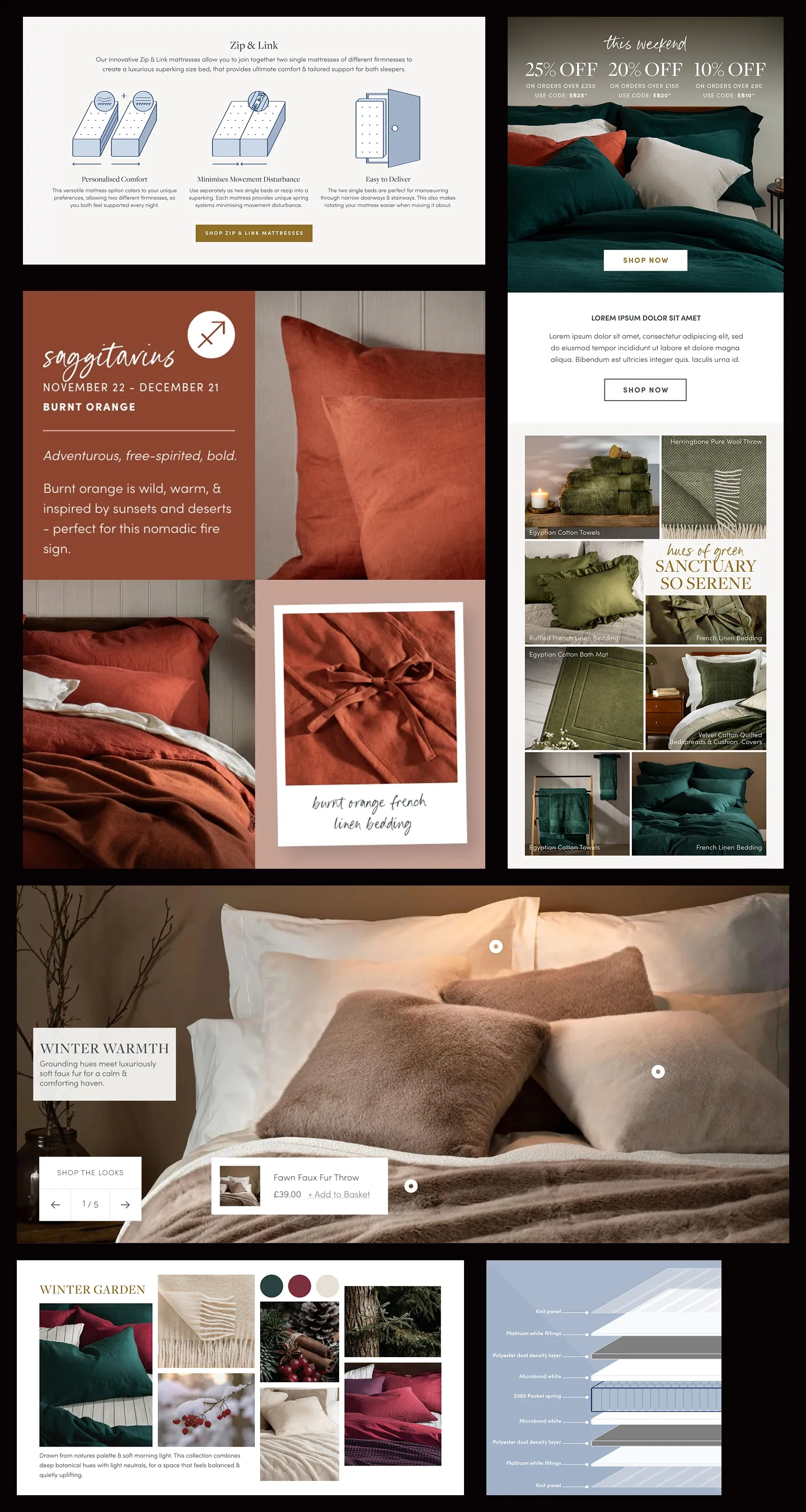 Selection of Soak & Sleep campaign, social and e-commerce design work