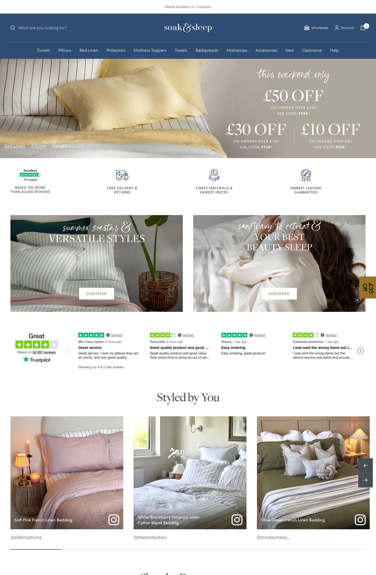 Soak & Sleep homepage — 2026